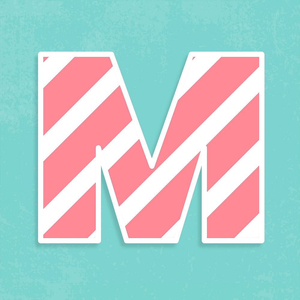 Psd letter m pastel striped font
