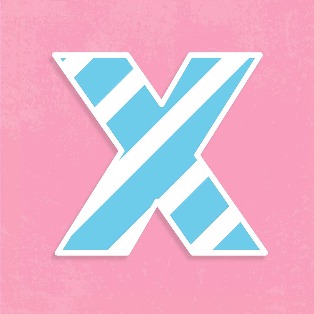 Psd letter x pastel striped font