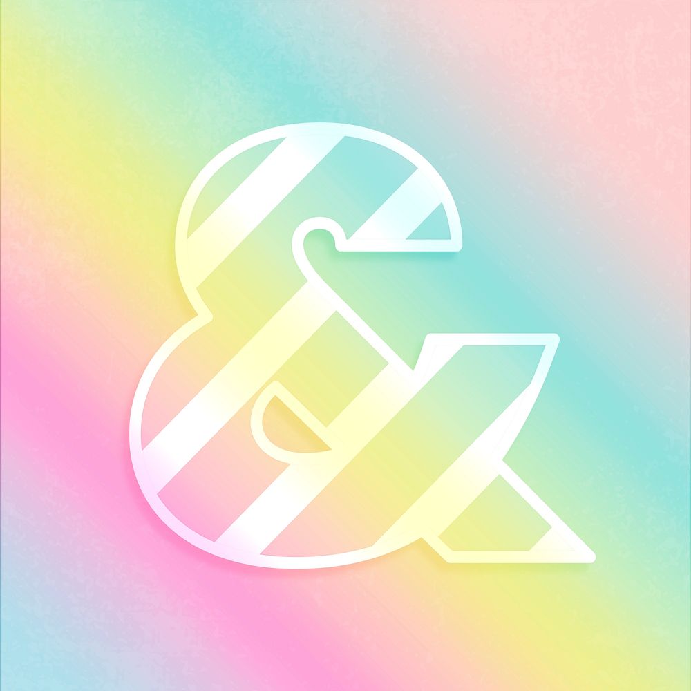 Ampersand sign psd rainbow gradient typography