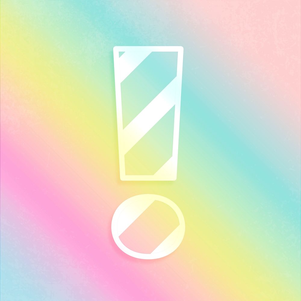 Rainbow gradient exclamation sign psd typography
