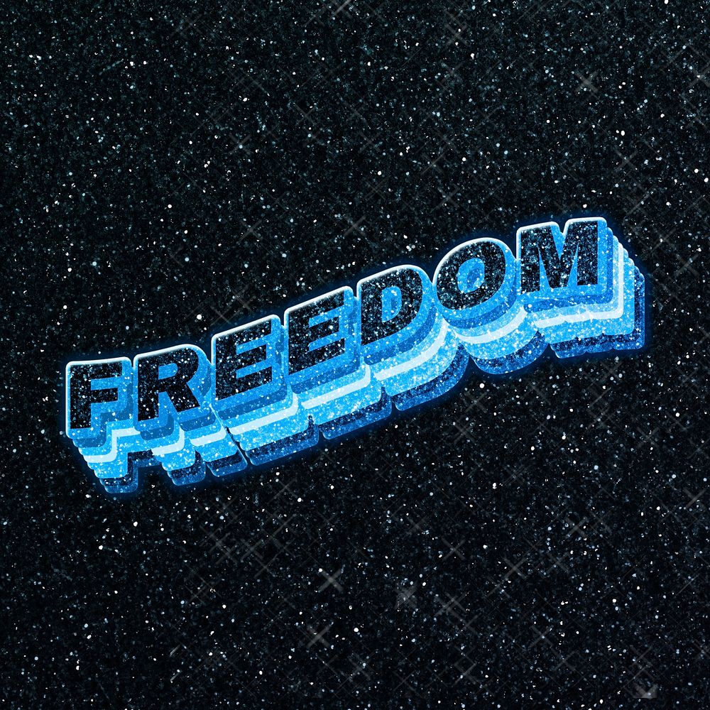 Freedom word 3d effect typeface sparkle glitter texture