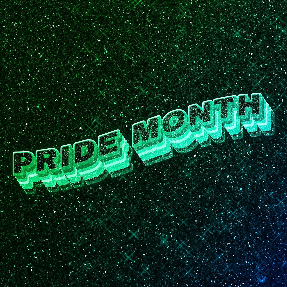 Pride month word 3d vintage wavy typography