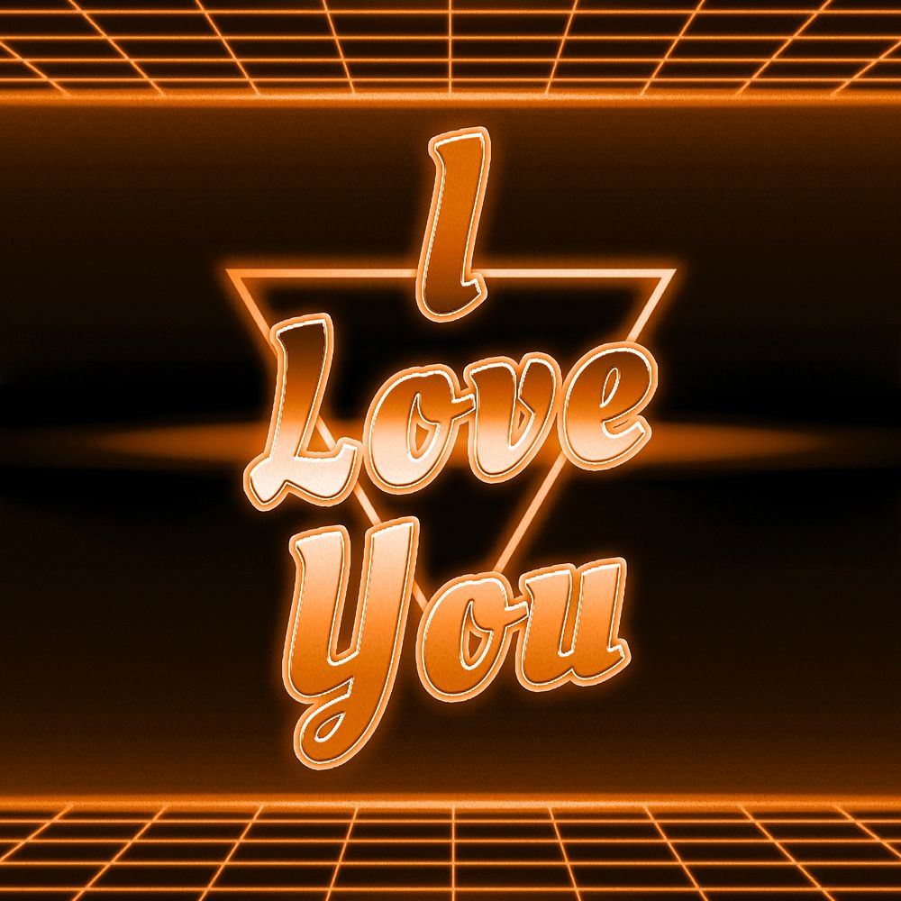 Neon orange I love you grid text typography