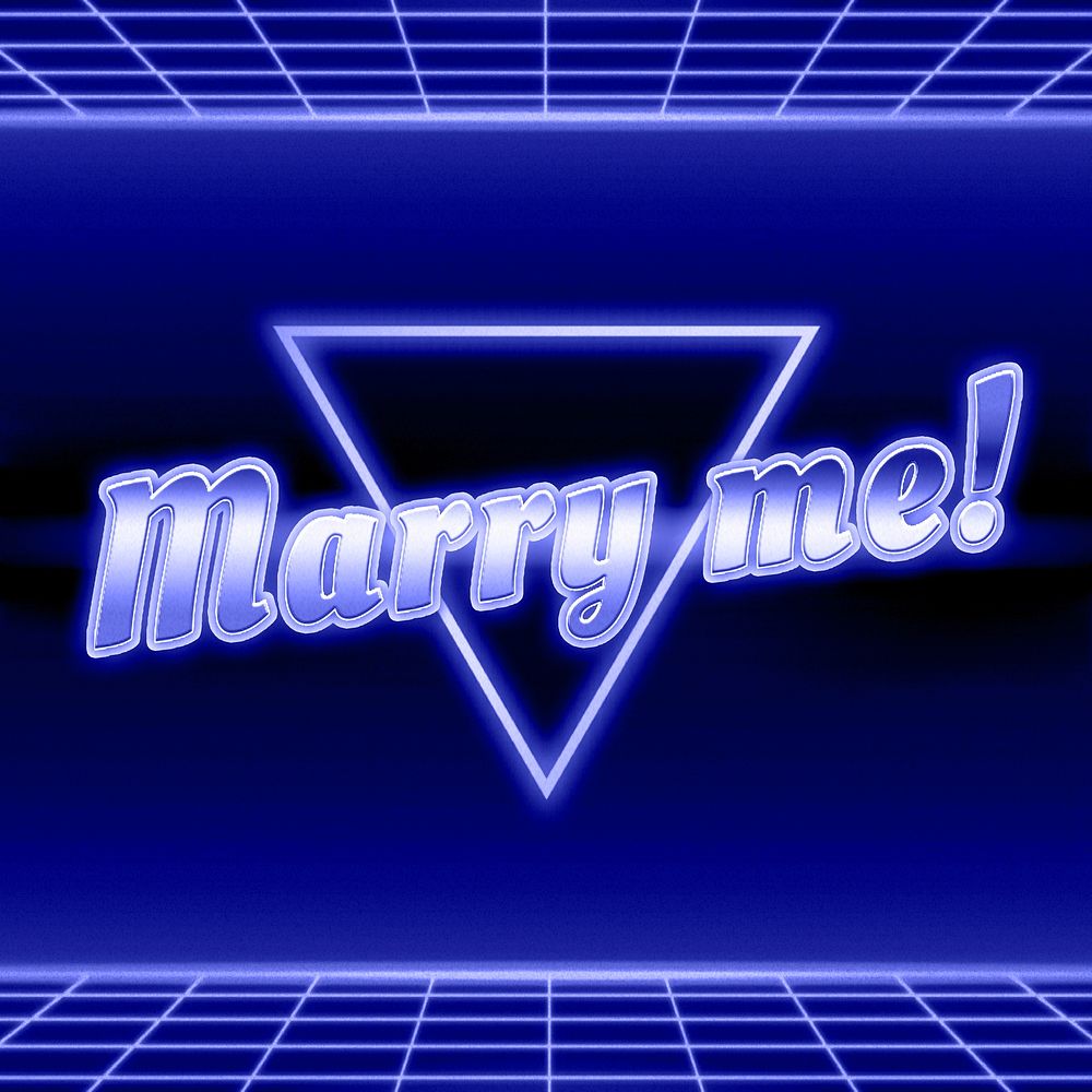 Futuristic marry me neon typography grid pattern