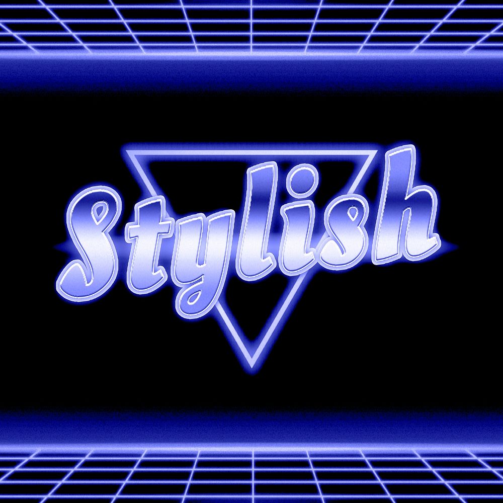 Retro 80s neon stylish word grid typography