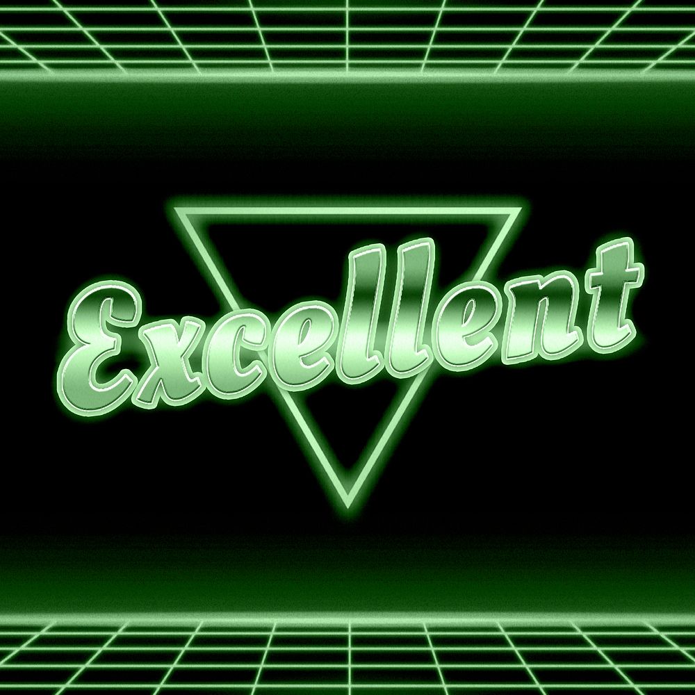 Retro 80s excellent word neon typography