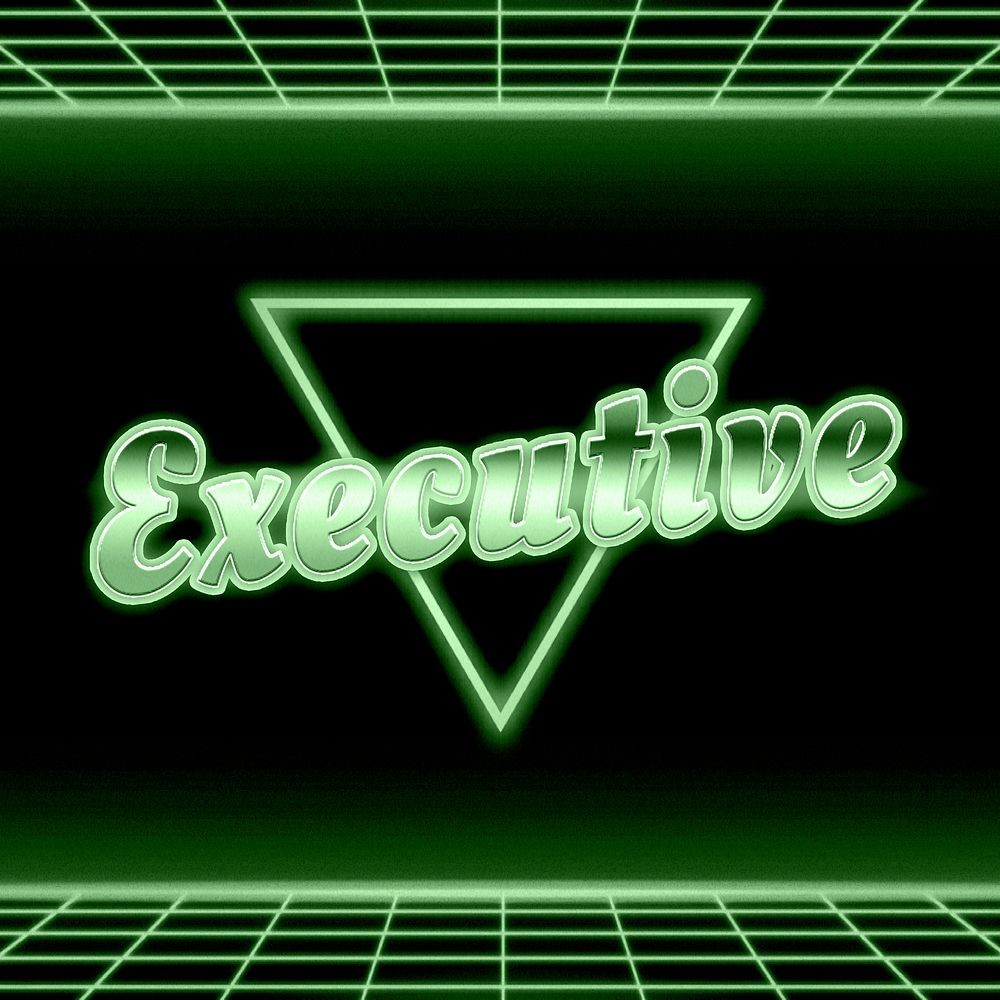 Retro 80s neon executive word grid typography