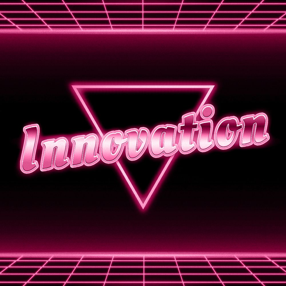 Futuristic innovation neon pink text typography