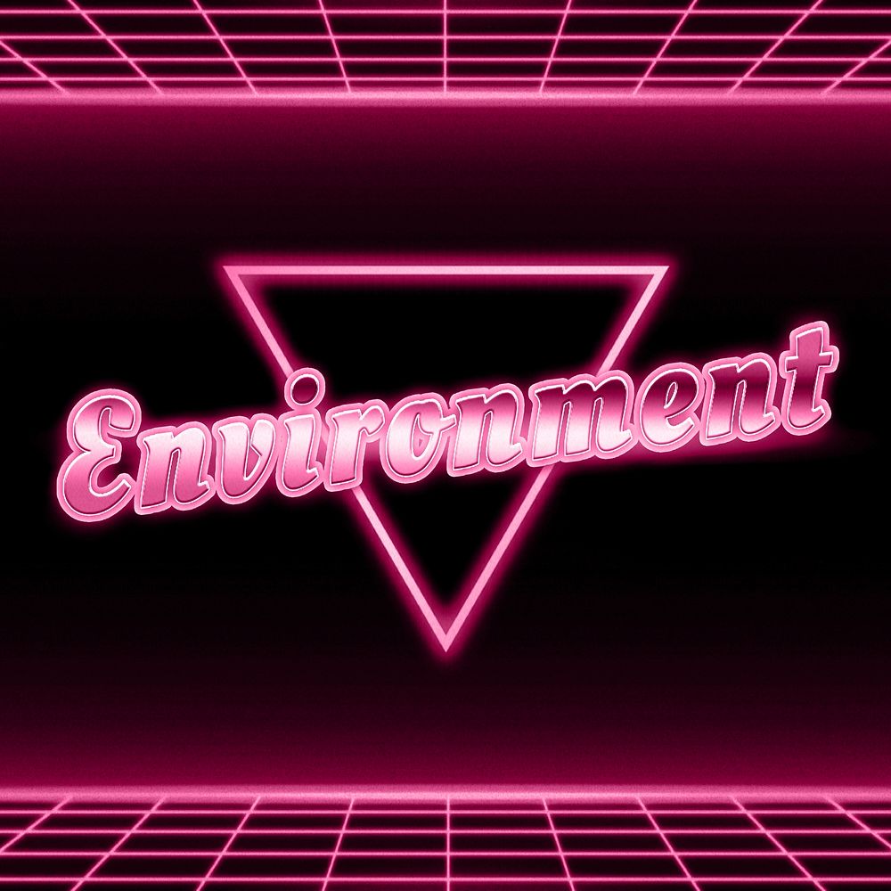 Neon environment retro 80s word grid typography