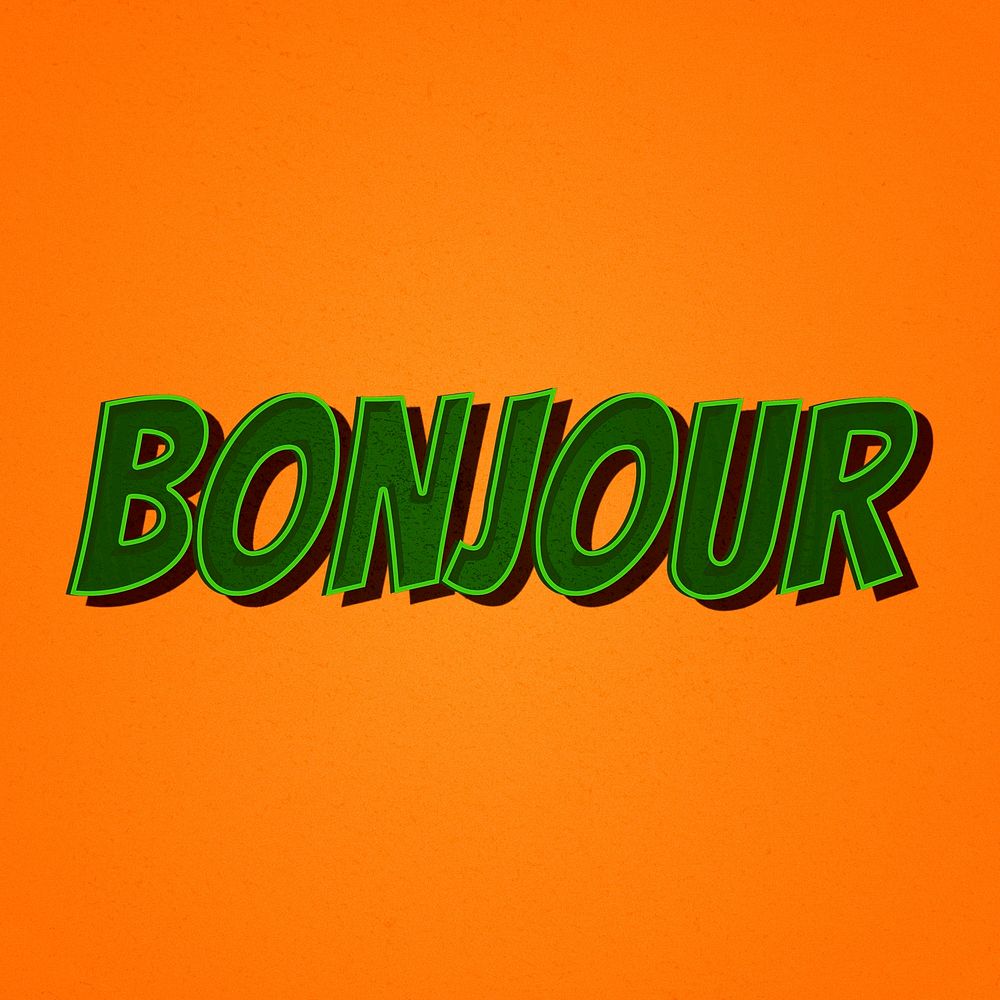 Bonjour word retro style typography illustration