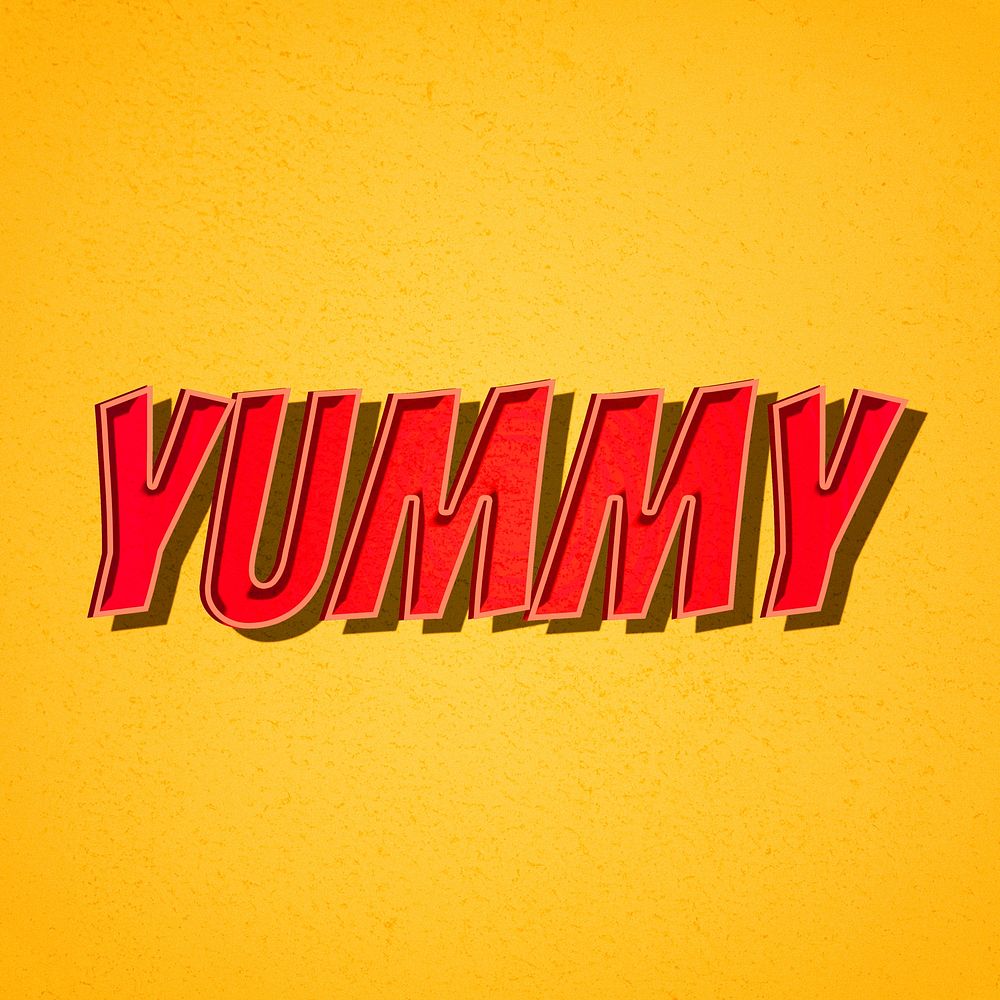 Yummy word retro style typography illustration