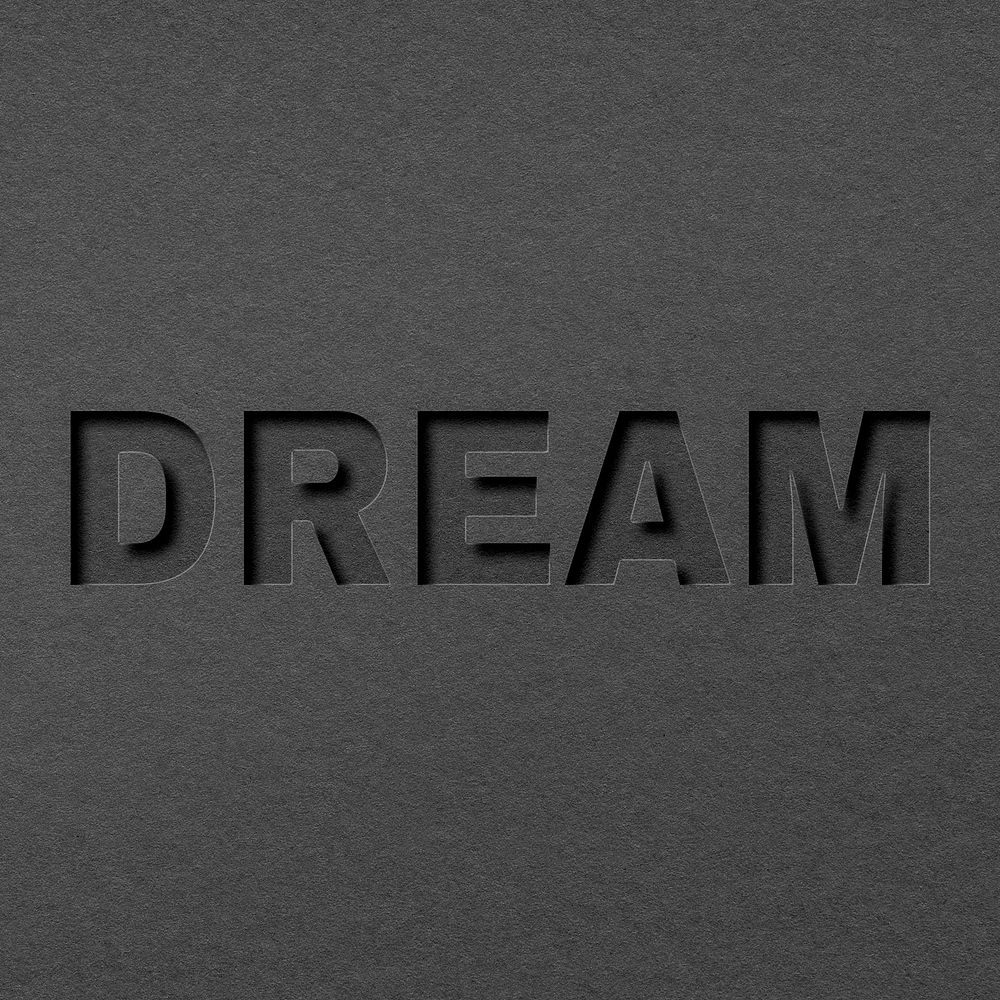 Dream word paper cut font typography