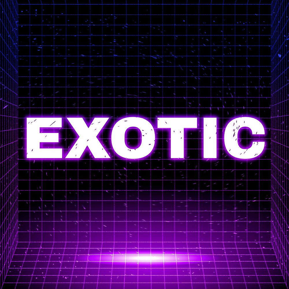 Space tech exotic neon grid word typography