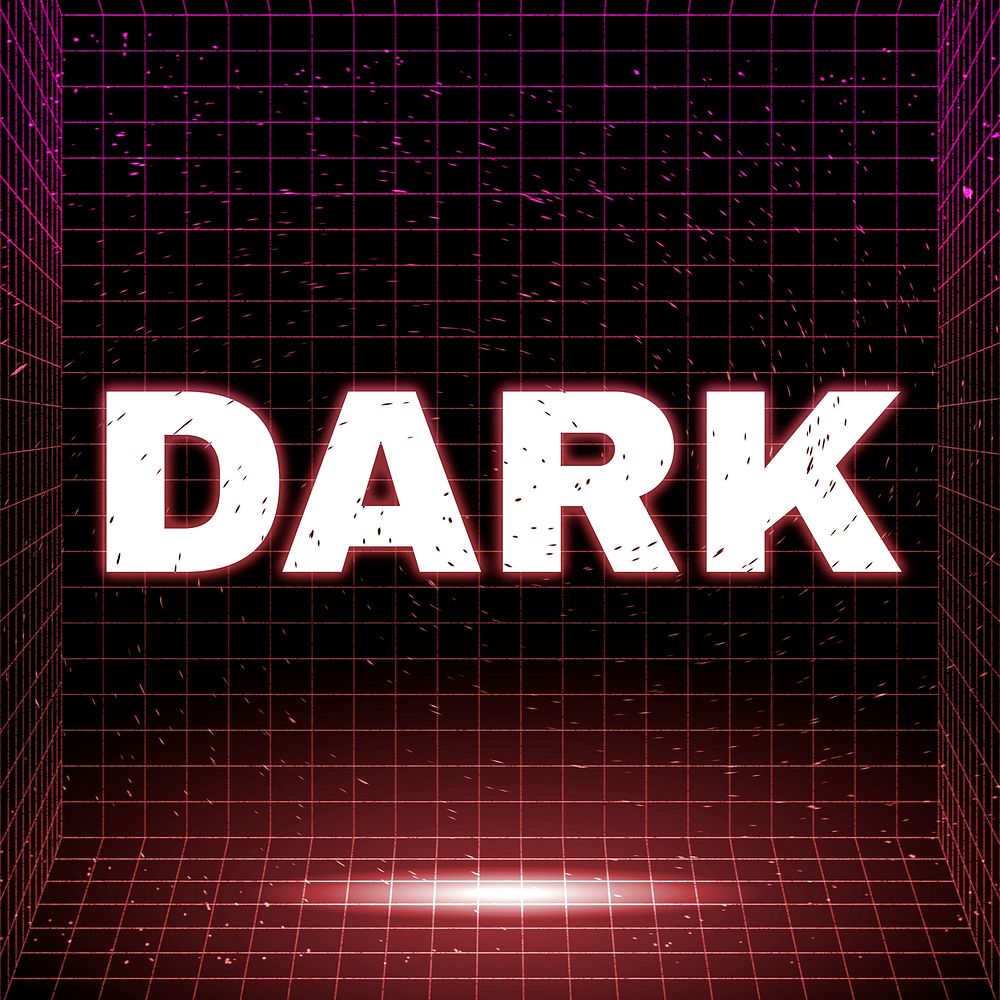 Synthwave futuristic dark neon word typography