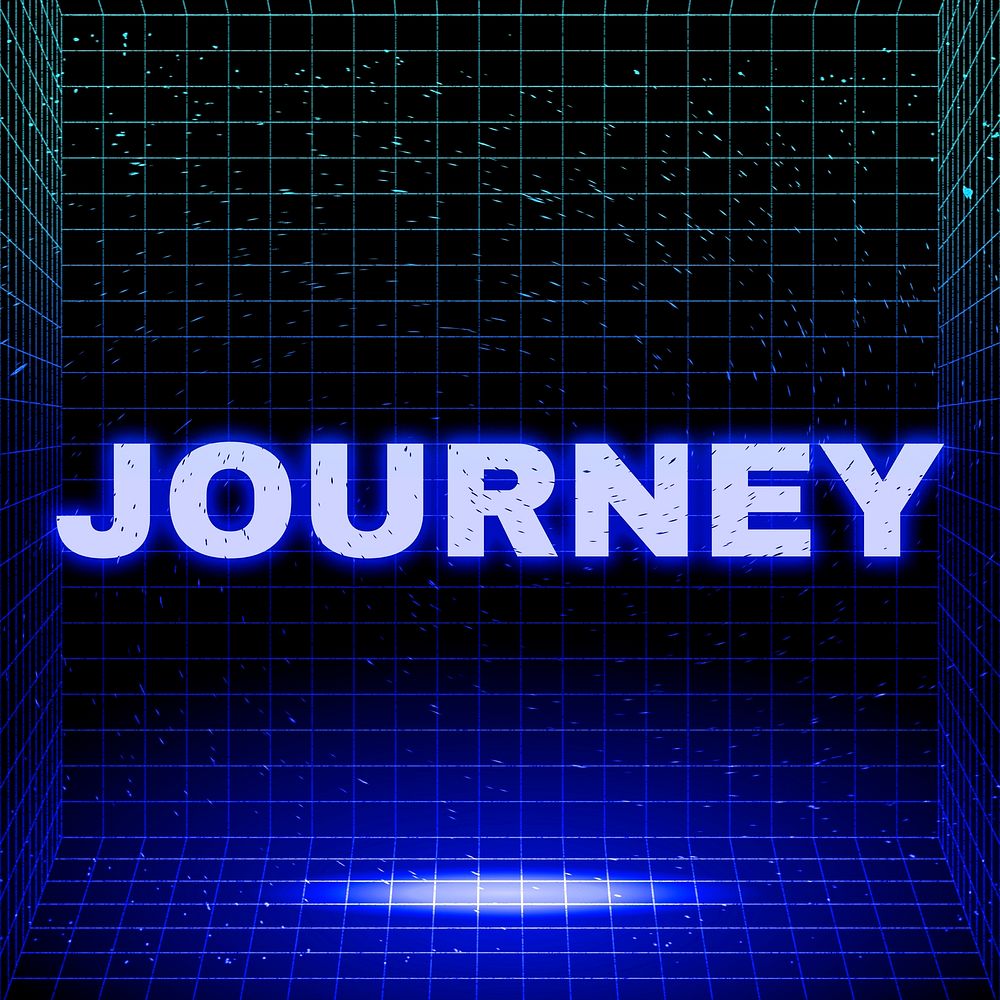 Neon futuristic journey grid style text typography