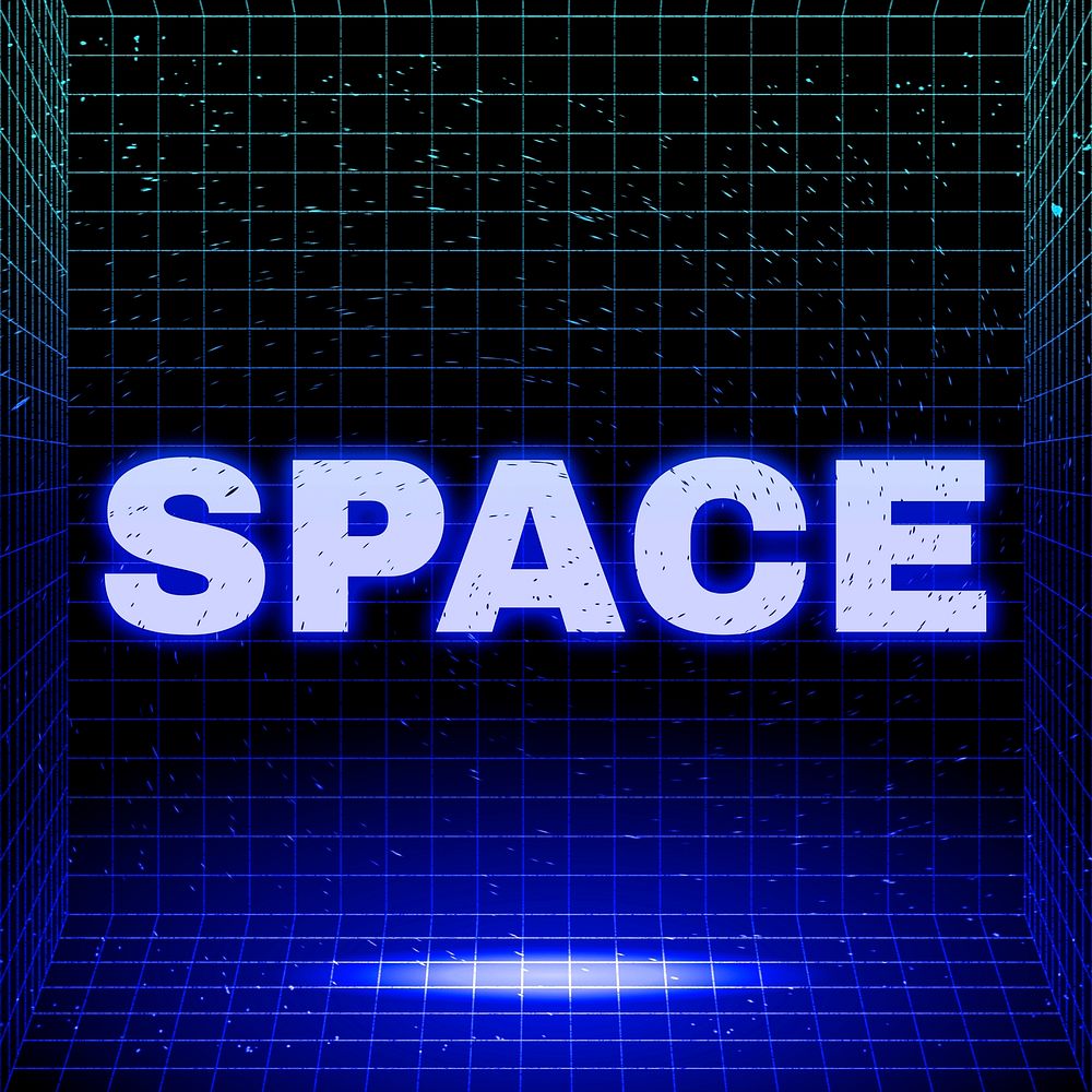 Dark neon grid space futuristic bold font