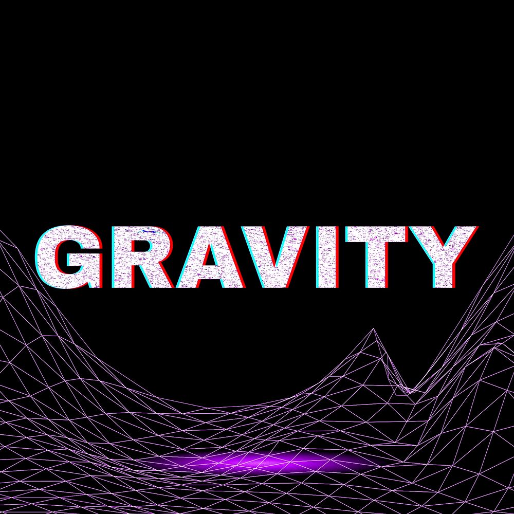 Futuristic neon gravity grid line text typography