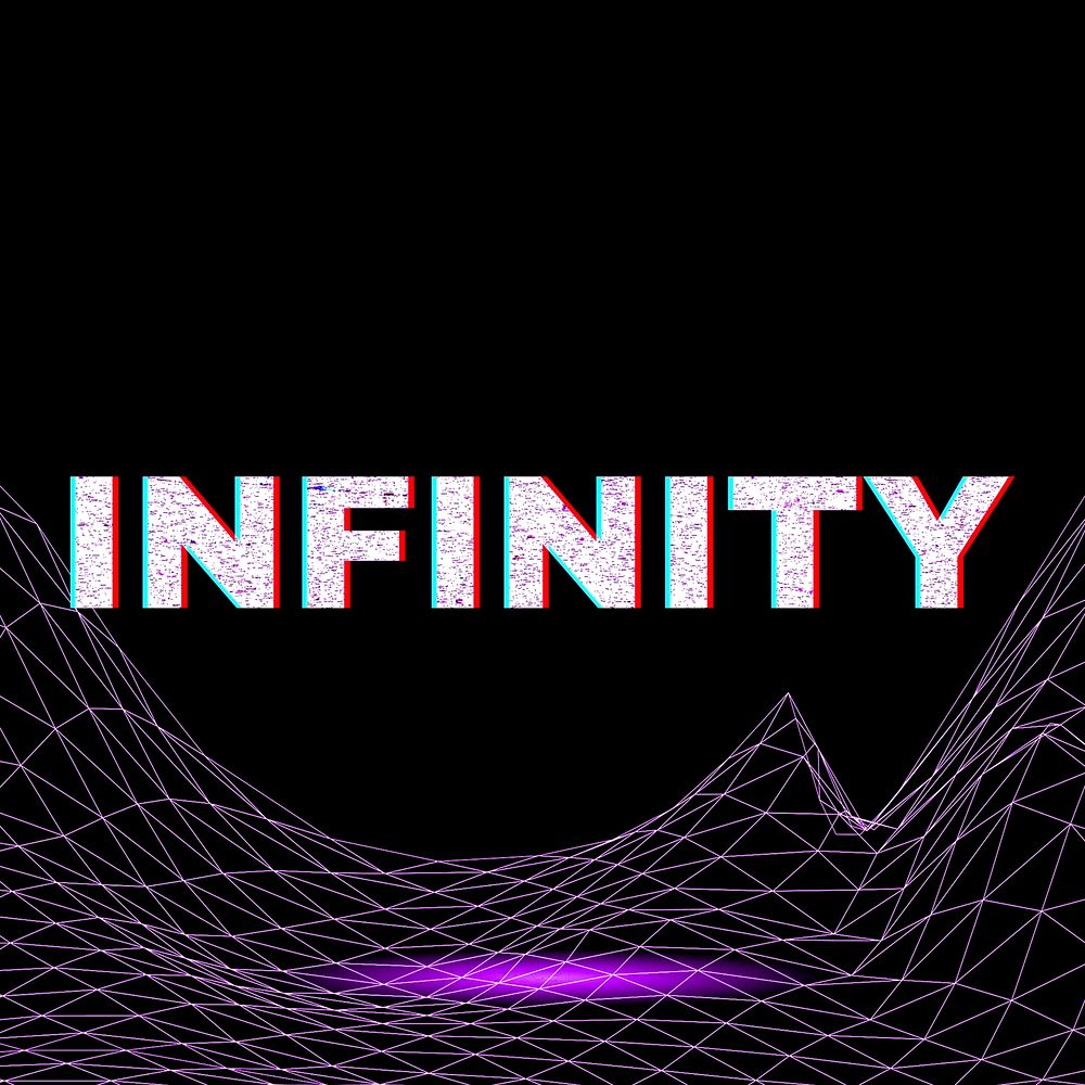 Space infinity word neon grid vortex typography