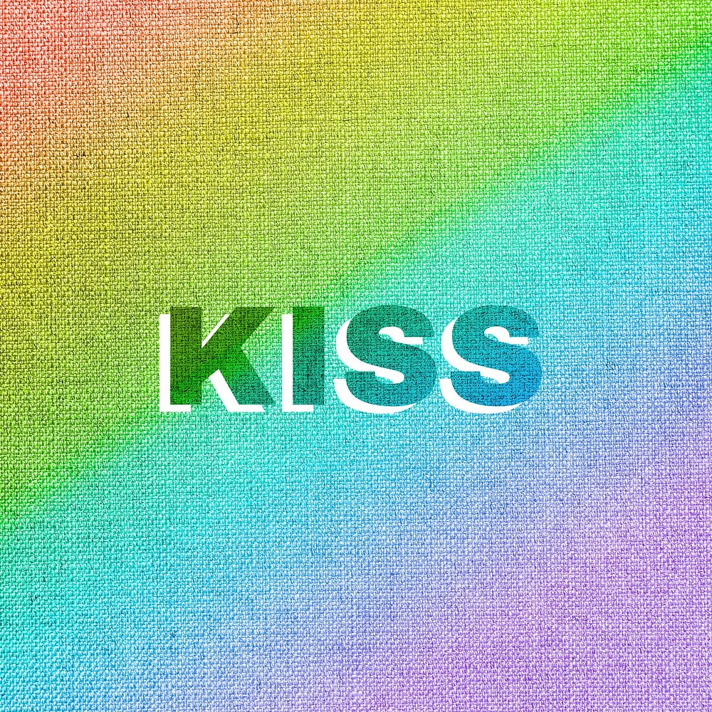 Rainbow kiss text rainbow font typography