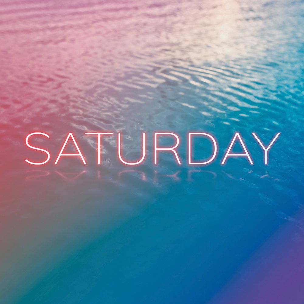 Saturday neon word typography ocean gradient