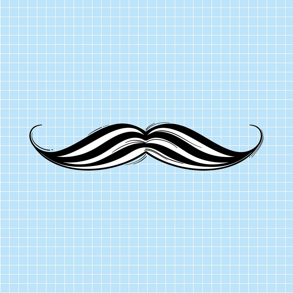 Funky mustache hand drawn doodle cartoon sticker illustration