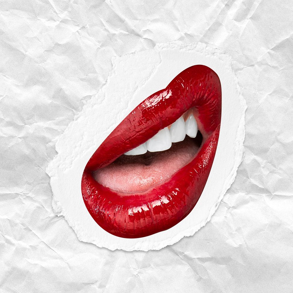 Woman&rsquo;s sneering red lips attitude expression design element