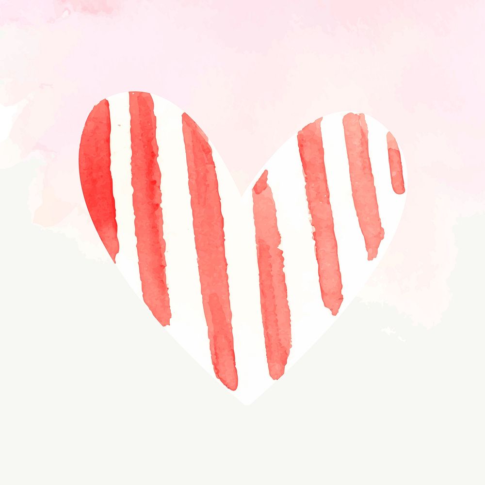 Valentine's striped heart icon vector