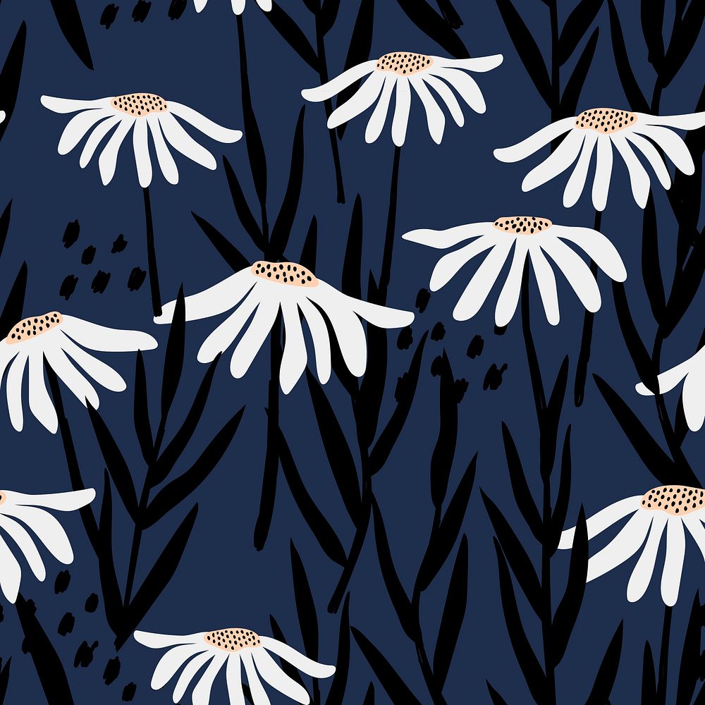 Botanical pattern background, white flower illustration 
