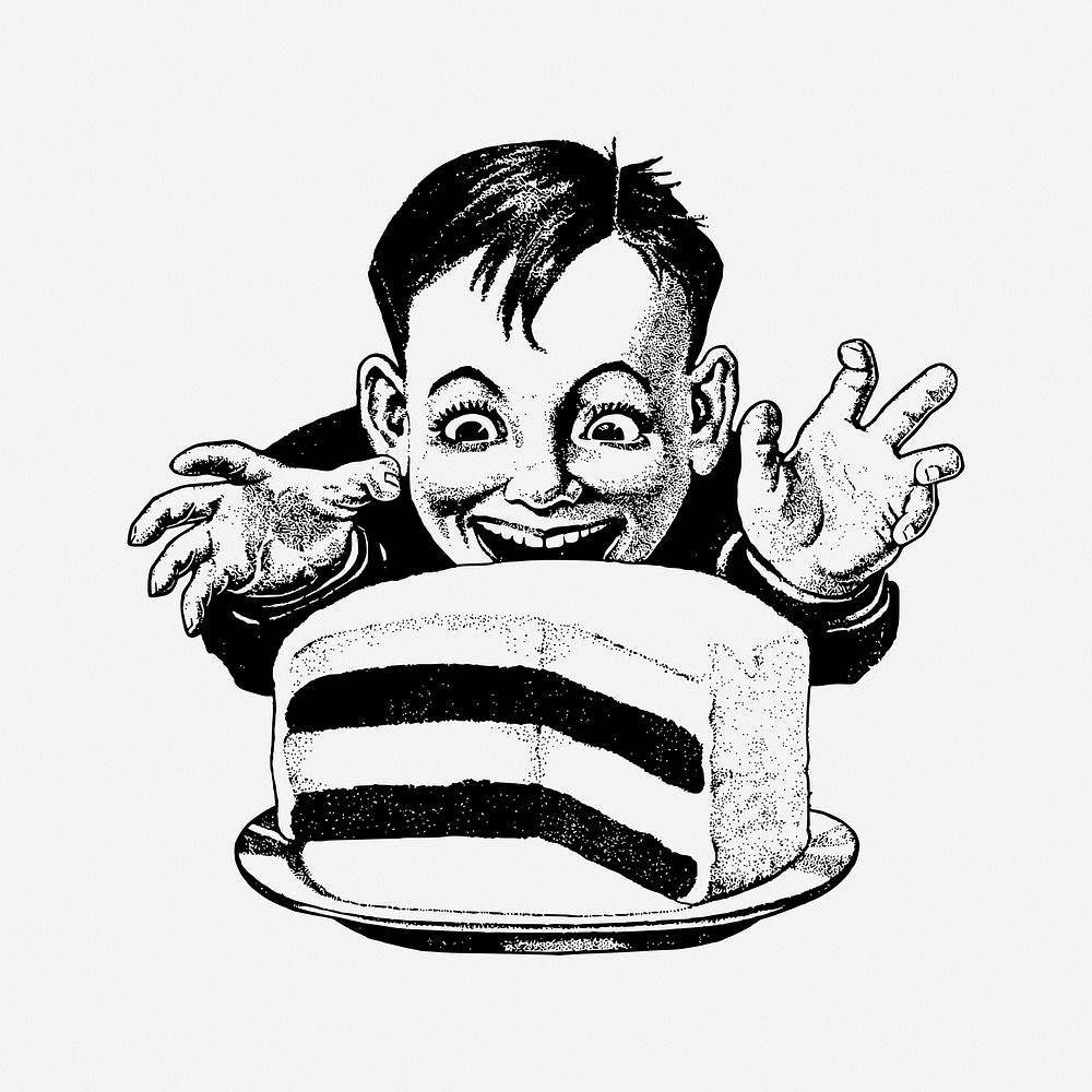 Kid's cake drawing illustration. Free public domain CC0 image.