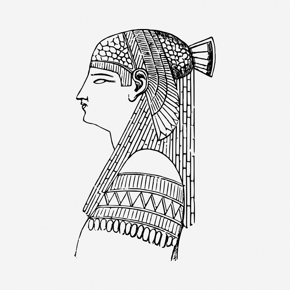 Egyptian sculpture drawing illustration. Free public domain CC0 image.