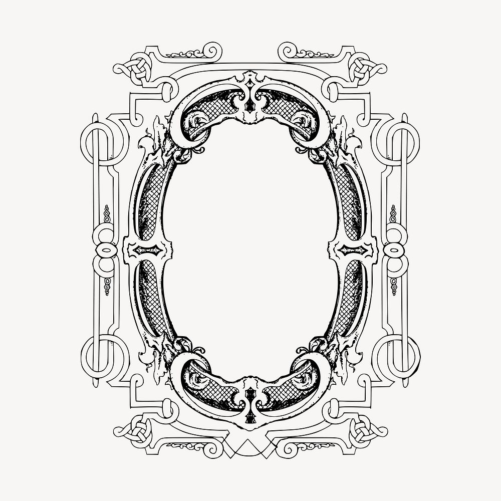Ornate frame collage element, drawing Free Vector rawpixel