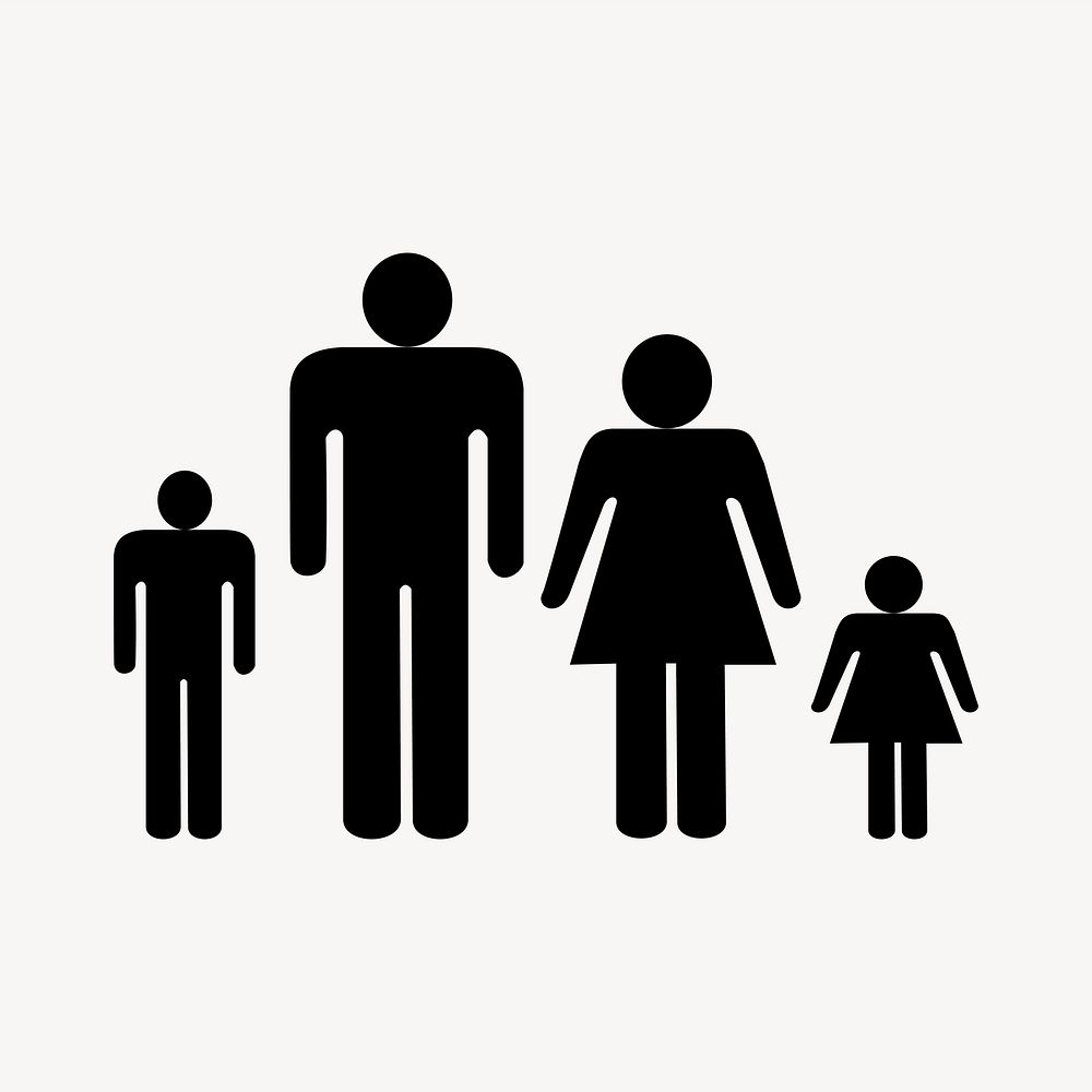 Family symbol black & white illustration. Free public domain CC0 image.