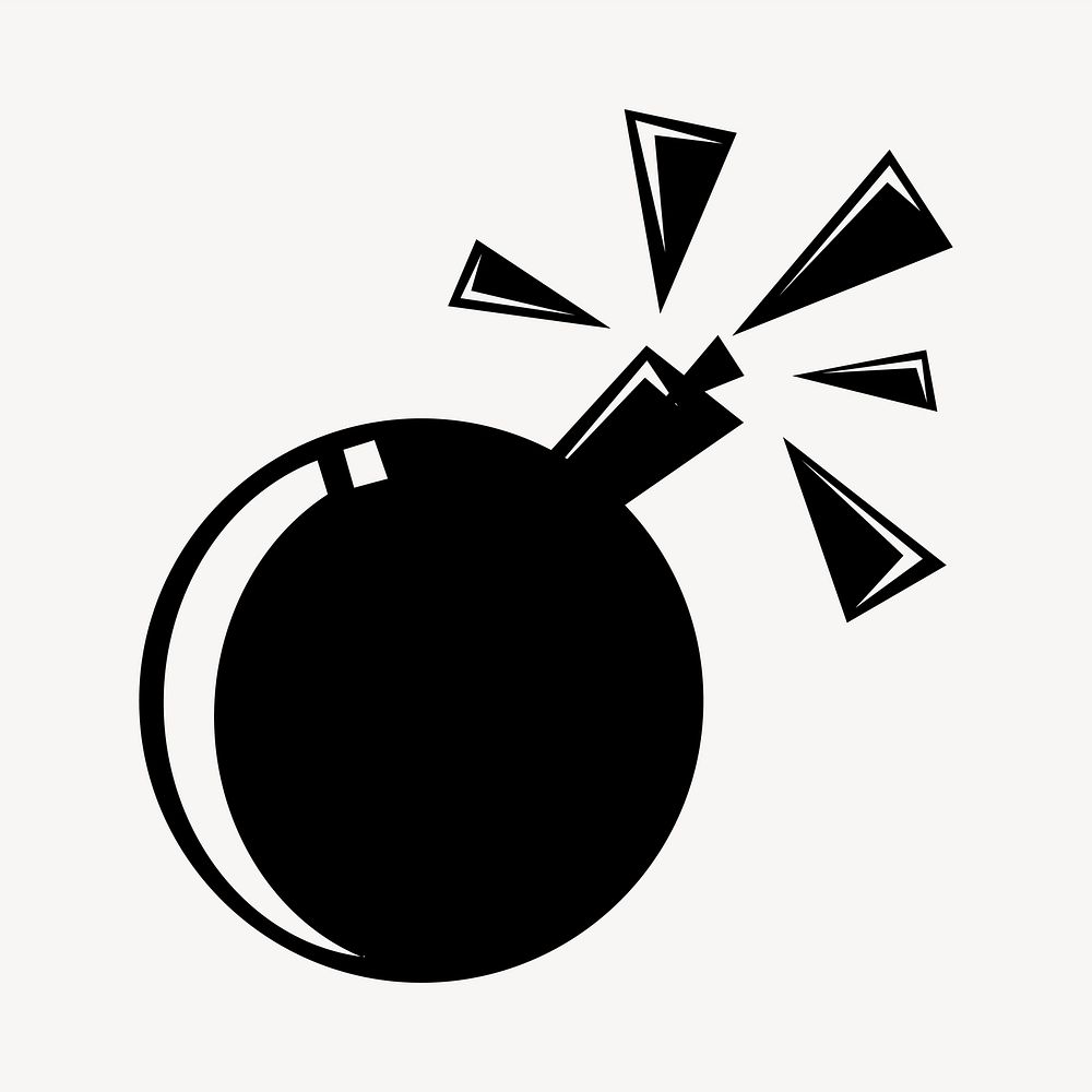 Bomb black & white illustration. Free public domain CC0 image.
