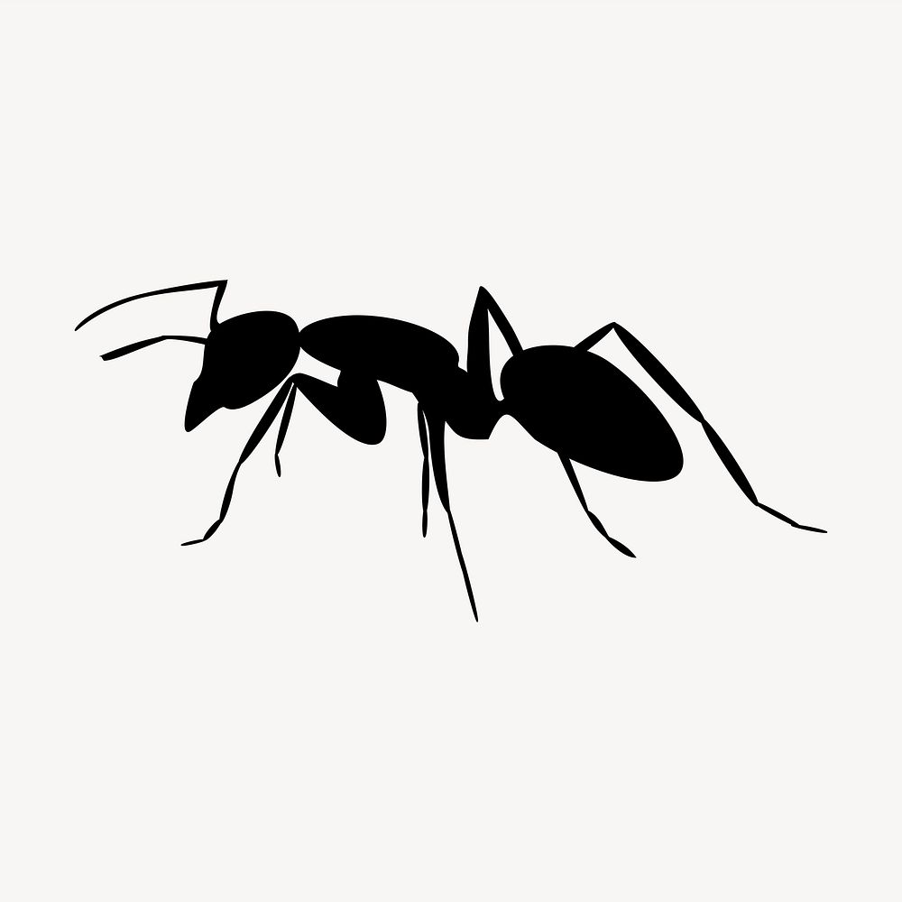 Ant black & white illustration. Free public domain CC0 image.