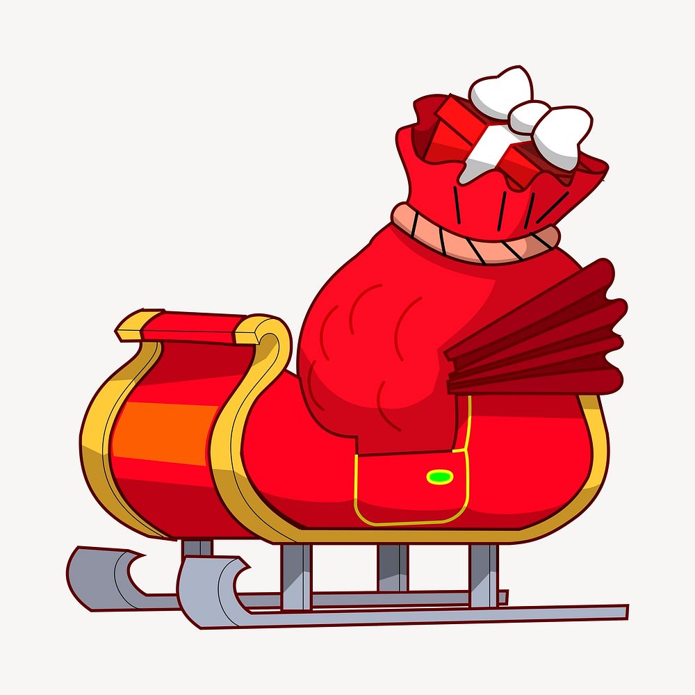 Santa sleigh collage element illustration vector. Free public domain CC0 image.