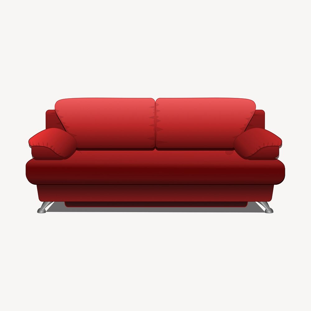 Red sofa collage element illustration vector. Free public domain CC0 image.