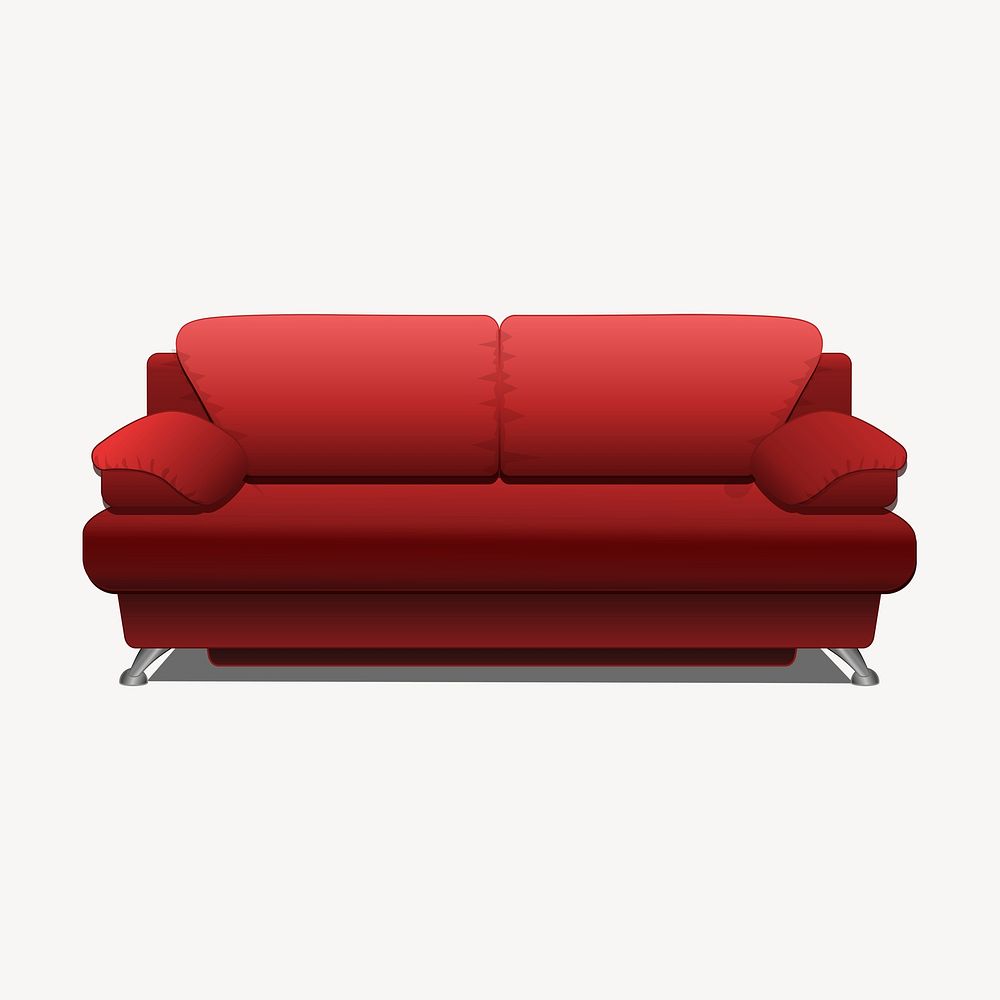 Red sofa clipart illustration psd. Free public domain CC0 image.