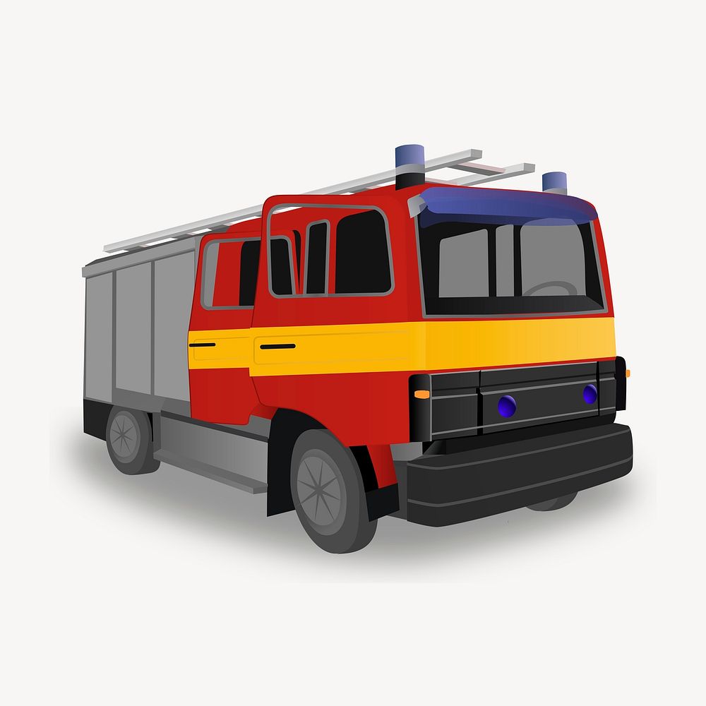 Fire truck clipart illustration psd. Free public domain CC0 image.