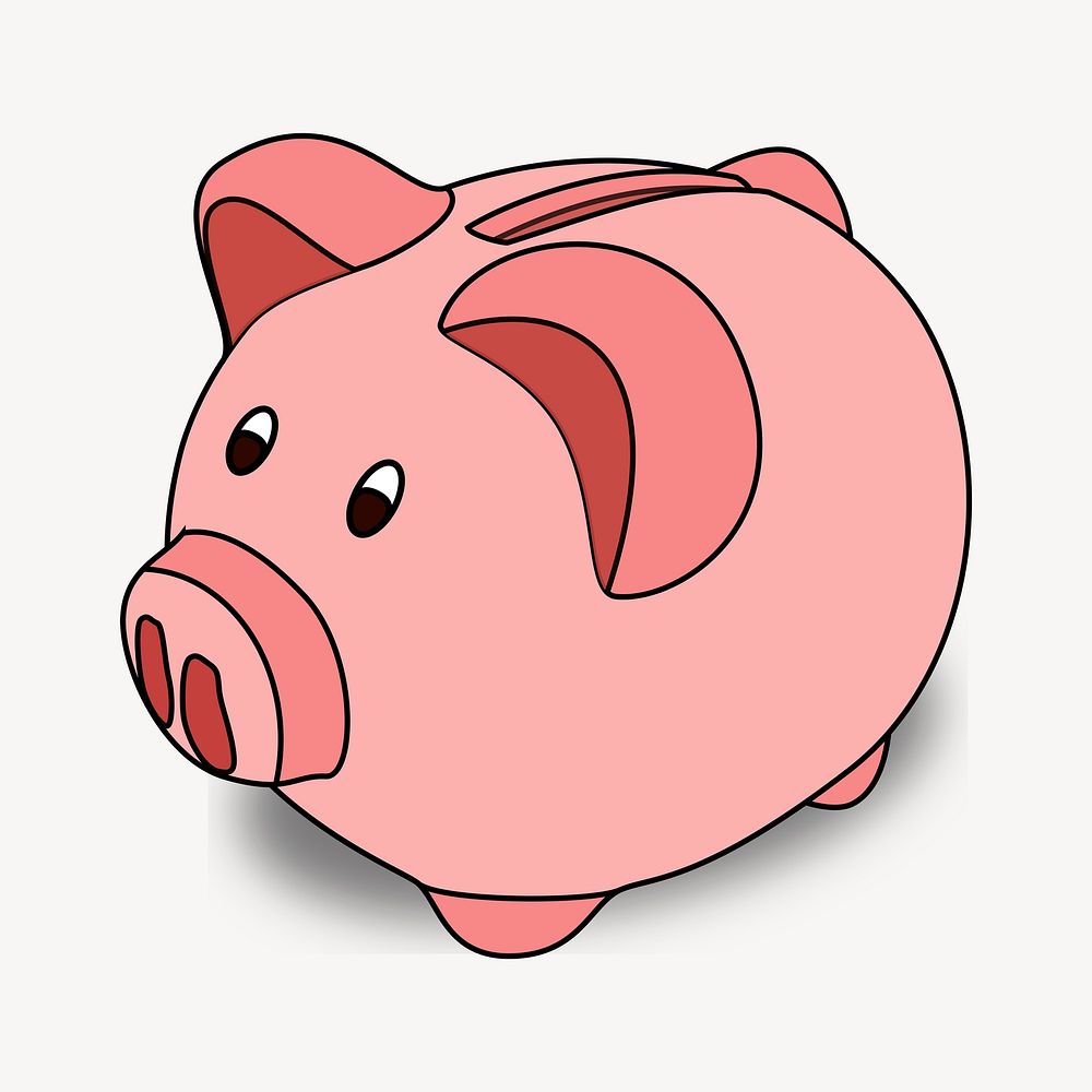Piggy bank drawing illustration. Free public domain CC0 image.