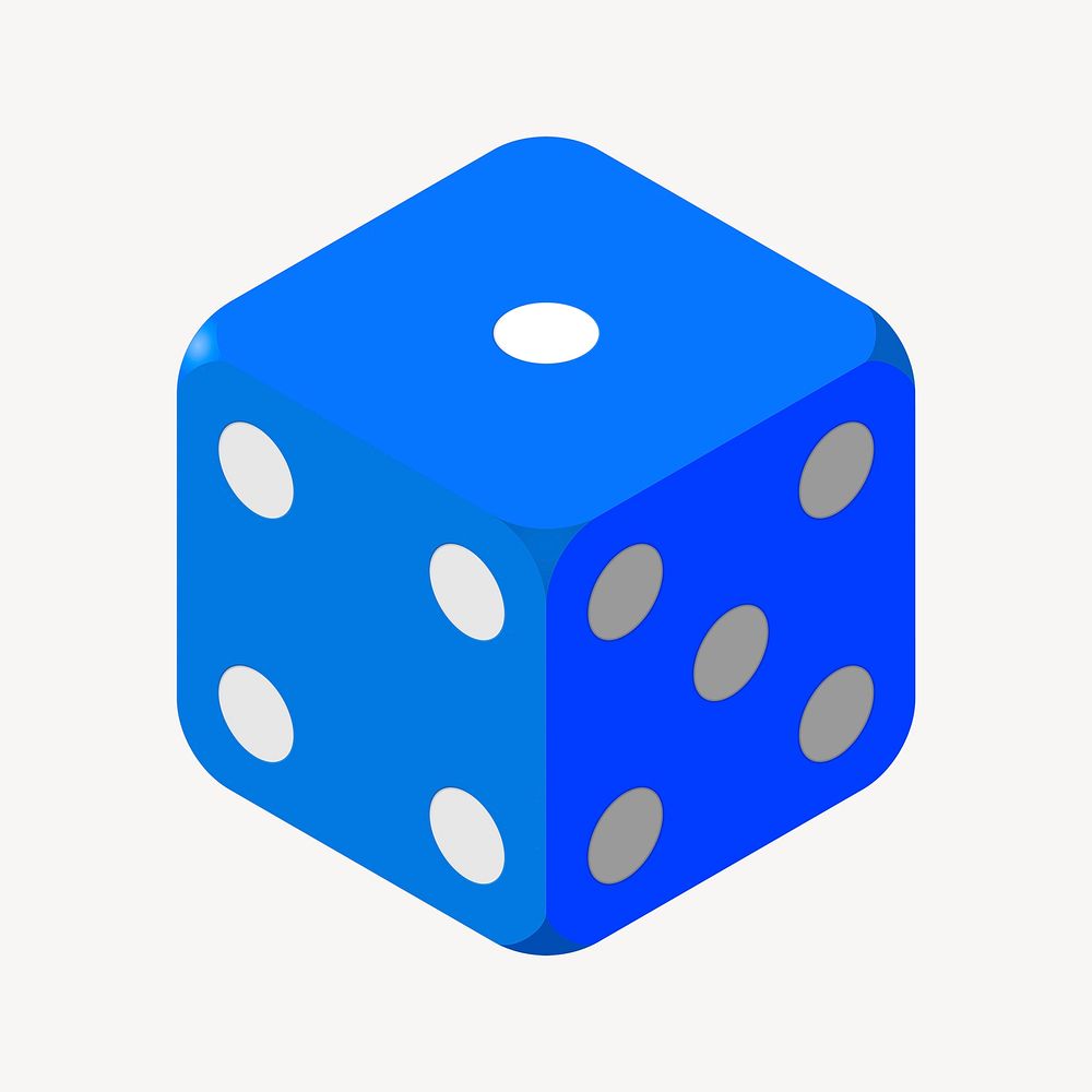 Blue dice illustration. Free public domain CC0 image.