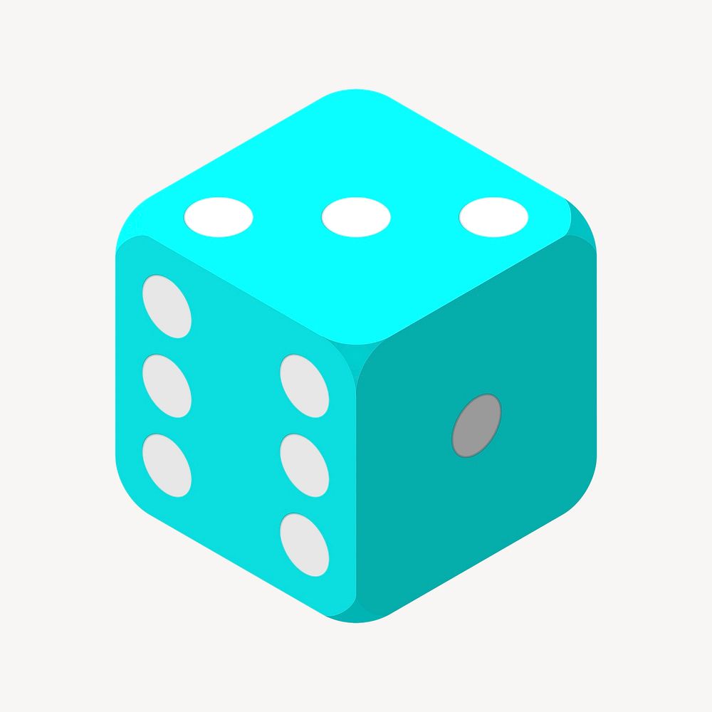 Blue dice illustration. Free public domain CC0 image.