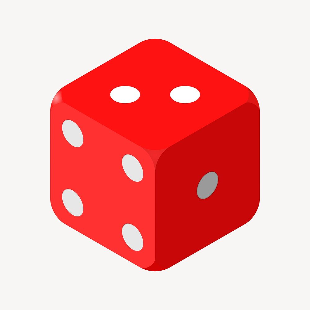 Red dice collage element illustration vector. Free public domain CC0 image.