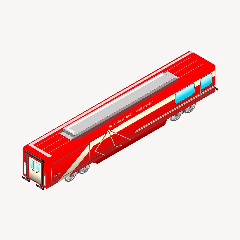 Red train collage element illustration vector. Free public domain CC0 image.