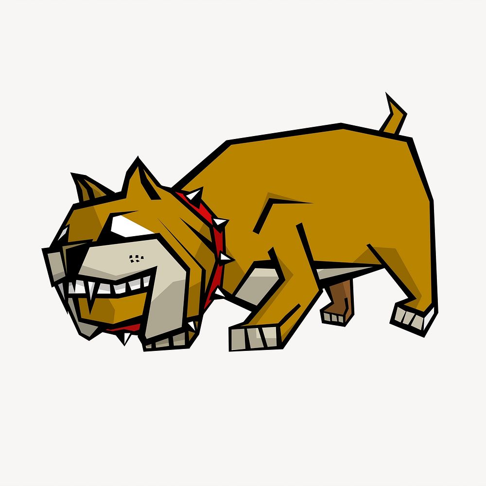 Bulldog cartoon collage element illustration vector. Free public domain CC0 image.