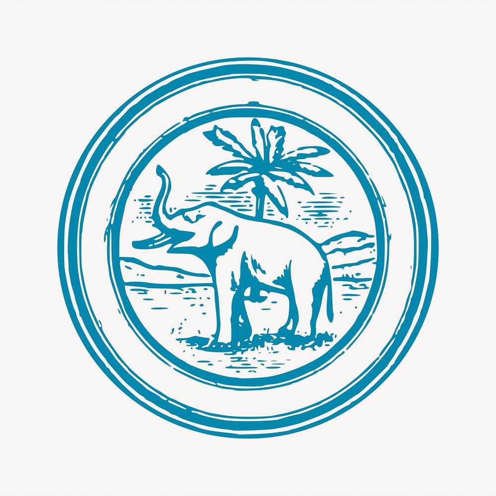 Elephant badge illustration. Free public domain CC0 image.