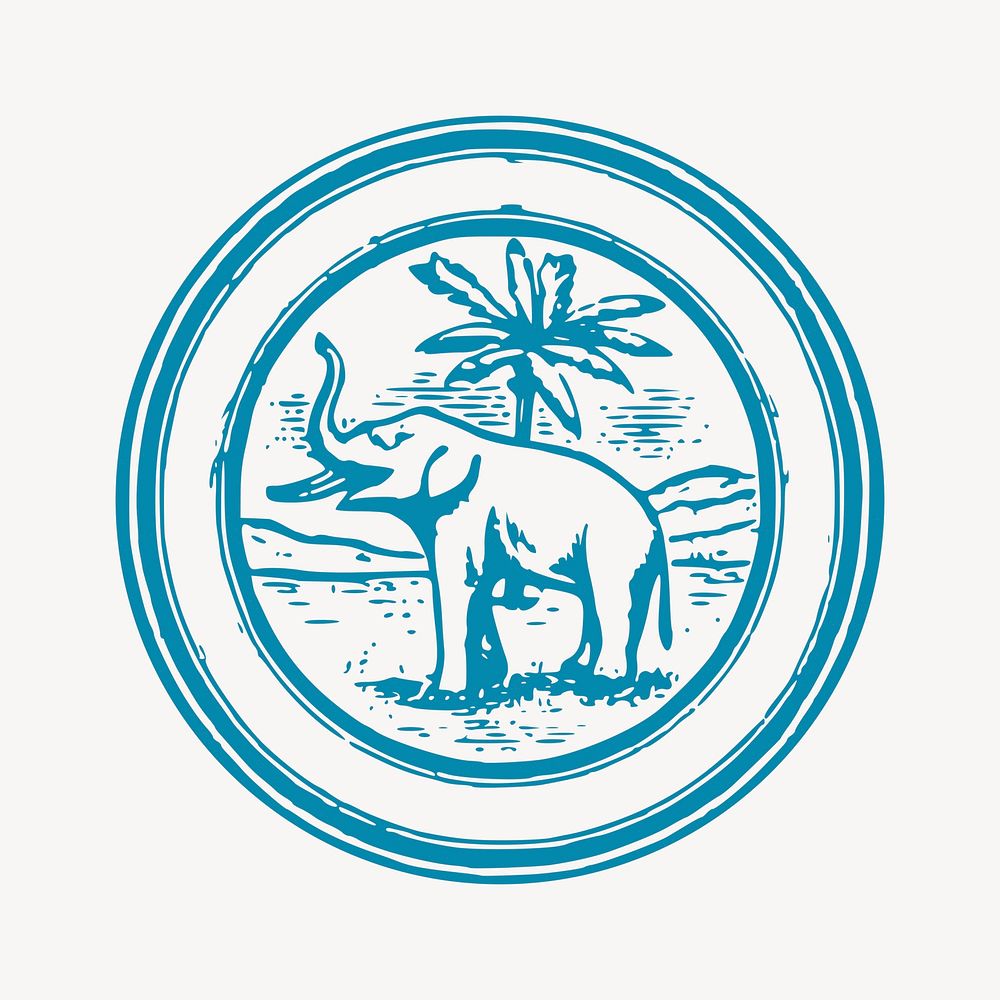 Elephant badge clipart illustration psd. Free public domain CC0 image.