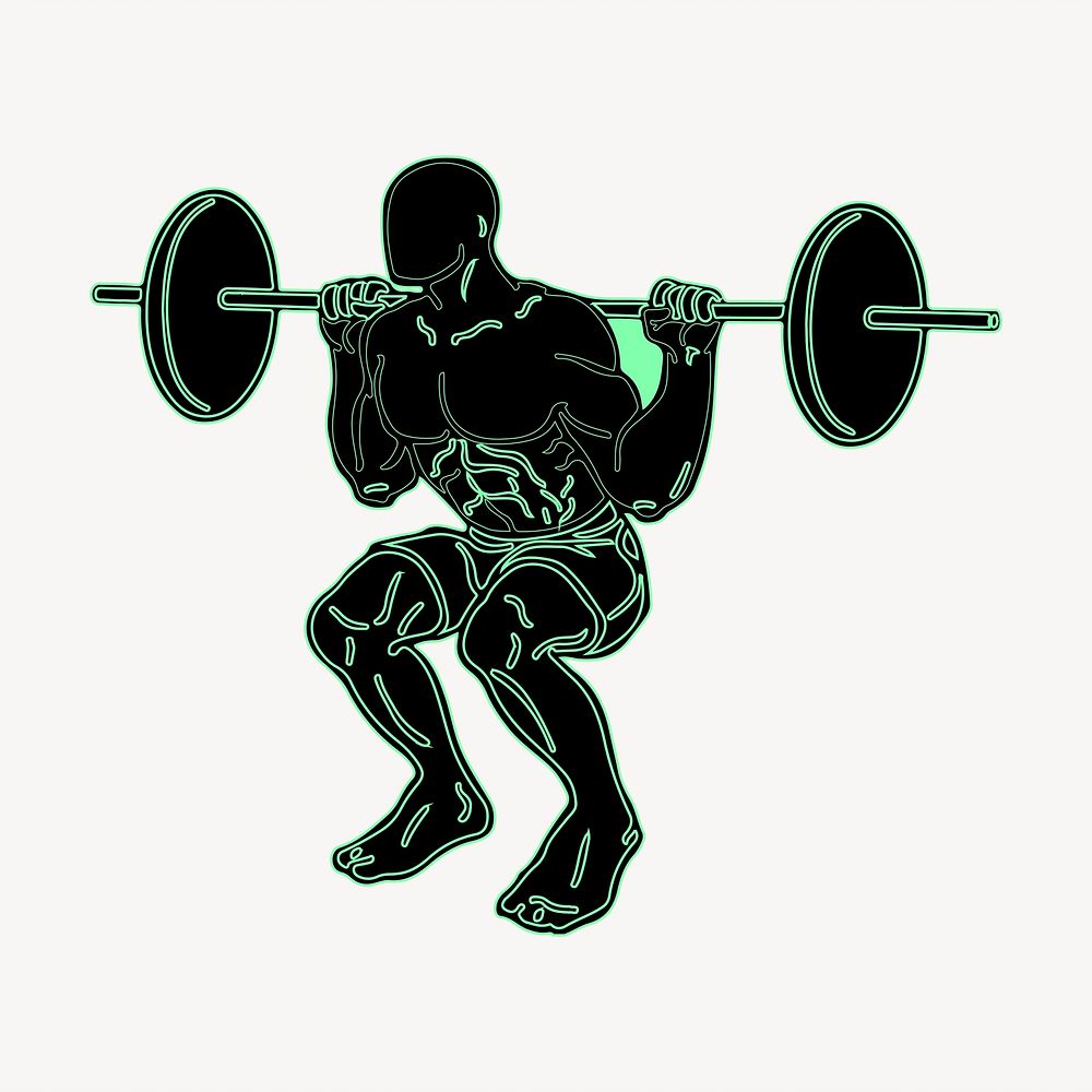 Weight lifting collage element illustration vector. Free public domain CC0 image.