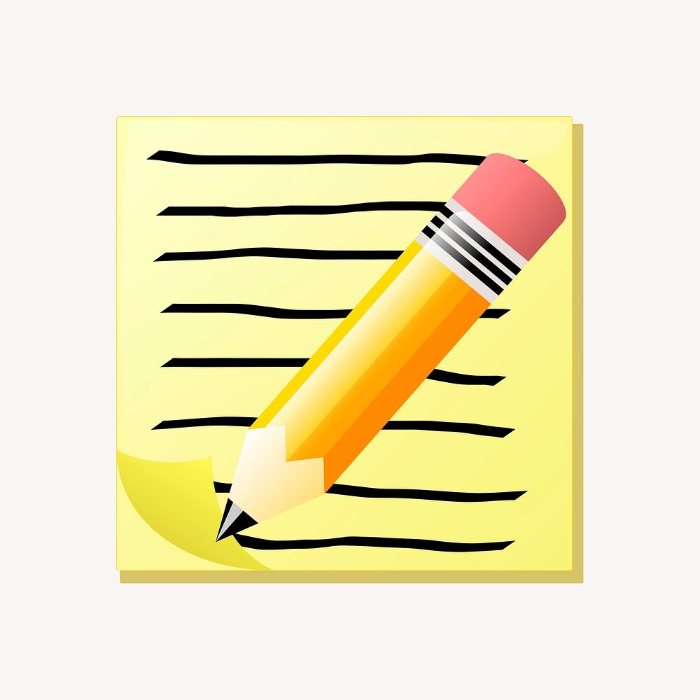 Notepad with text and pencil collage element psd. Free public domain CC0 image.