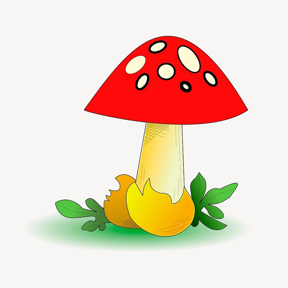 Red mushroom clipart, illustration vector. Free public domain CC0 image.