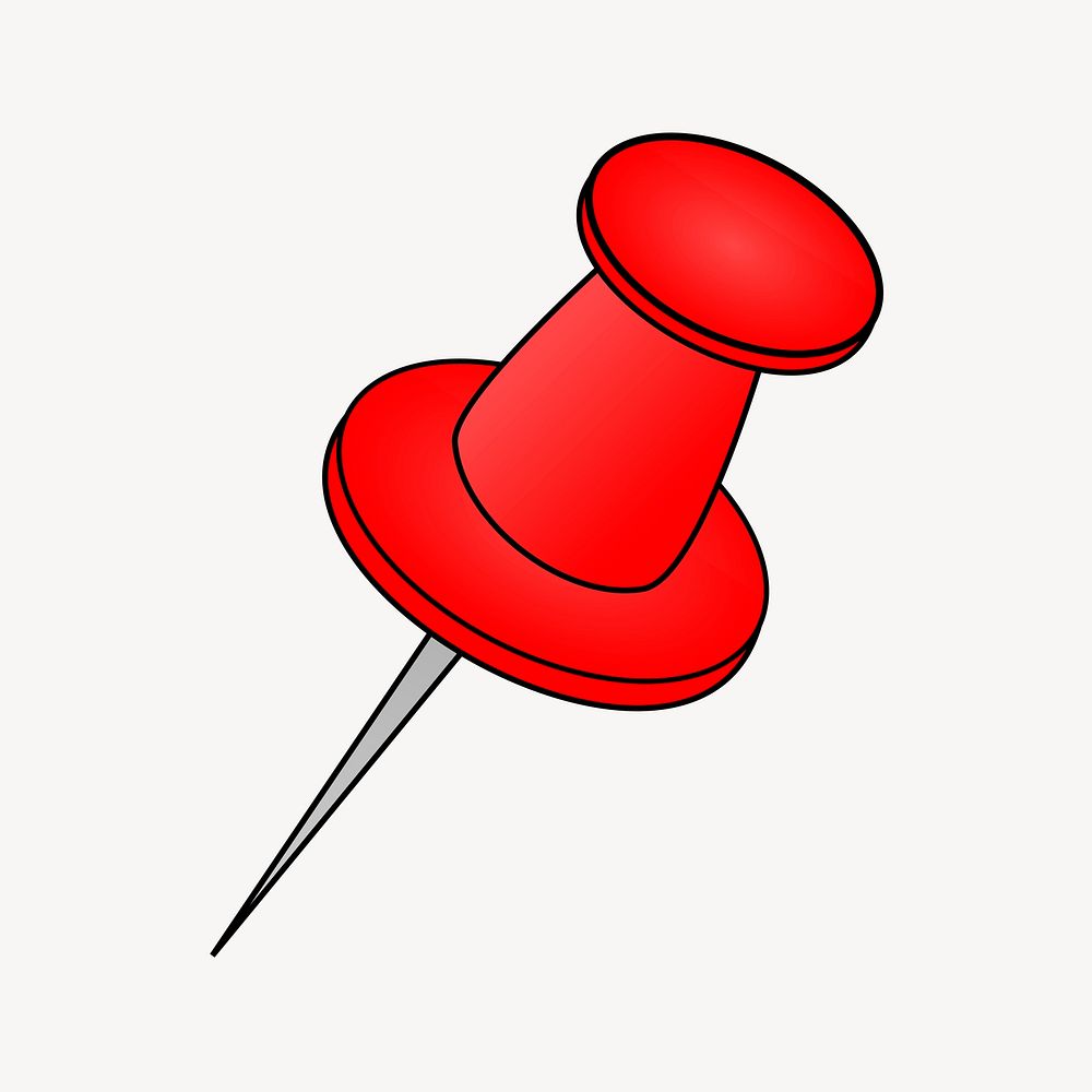 Red pin clipart, illustration vector. Free public domain CC0 image.